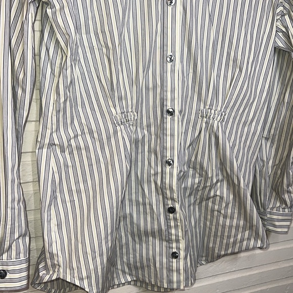 Cabi Blue and Yellow Striped Button Down Long Sleeve Shirt, Women Size Medium - Picture 4 of 8
